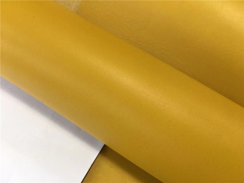 C2254黄色平纹头层牛皮手工diy真皮皮料2mm略挺 21英尺