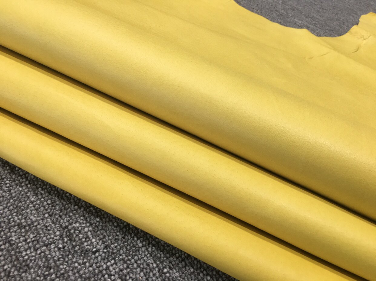 DZ255黄色平纹头层猪皮0.6偏软箱包鞋靴服装里皮真皮手工DIY皮料