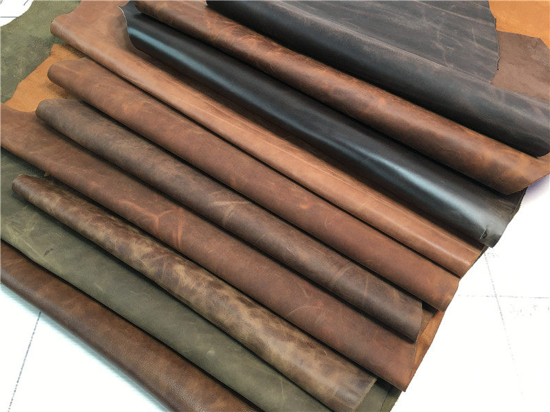 疯马油皮头层牛皮真皮手工diy皮料油蜡复古风格家居箱包皮具面料