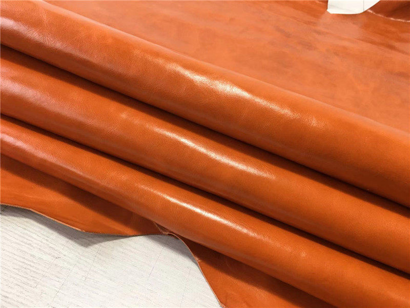 橙色油蜡头层牛皮皮料库存清仓