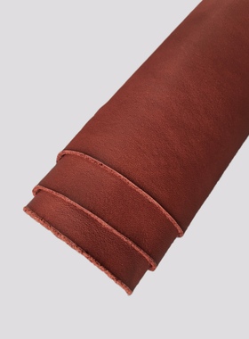 C5346安格拉红平纹头层牛皮1.4微挺真皮箱包鞋靴皮具手工DIY皮料