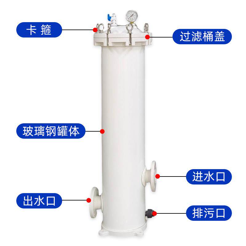 新款FRP玻璃钢精密保安过滤器前置水处理大通量PP熔喷滤包邮