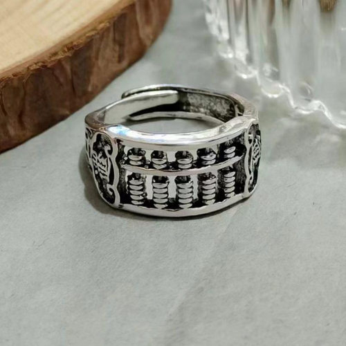 新品复古钱币算盘戒指个性霸气泰