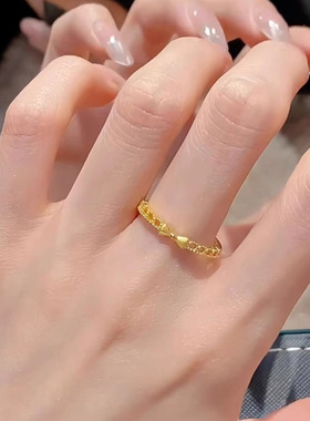 甜美在逃公主小巧蕾丝蝴蝶结戒指