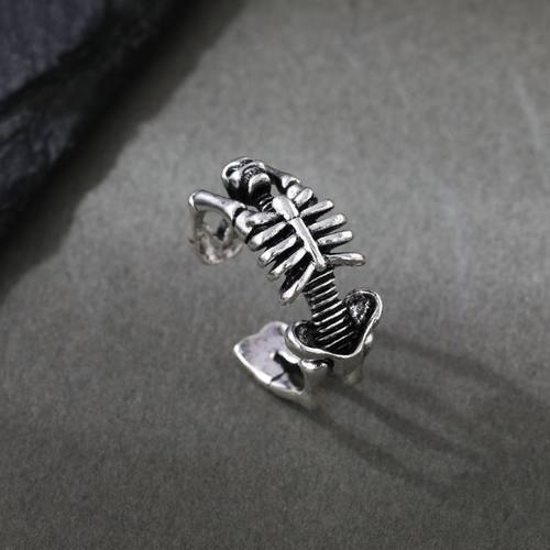 新品复古骷髅戒指合金暗黑开口指