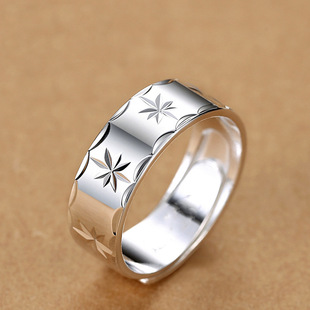 新品满天星戒指男女情侣个性开口 星星素圈指环