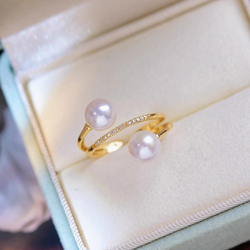 新品时尚流行双珠开口戒指闪亮可