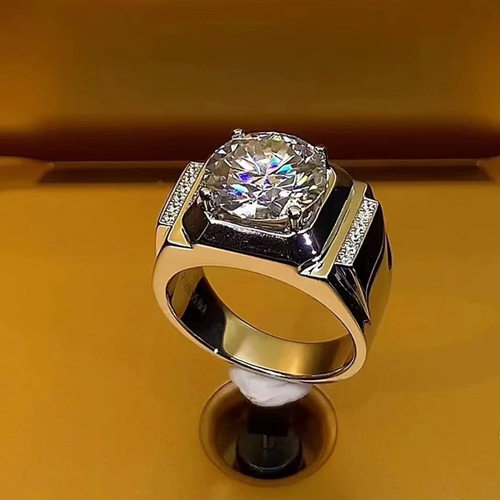 s925银莫桑钻戒指5克拉男戒