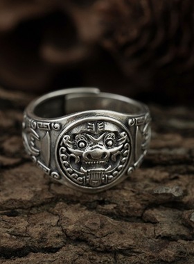 国风复古《醒狮盾牌》戒指百搭民