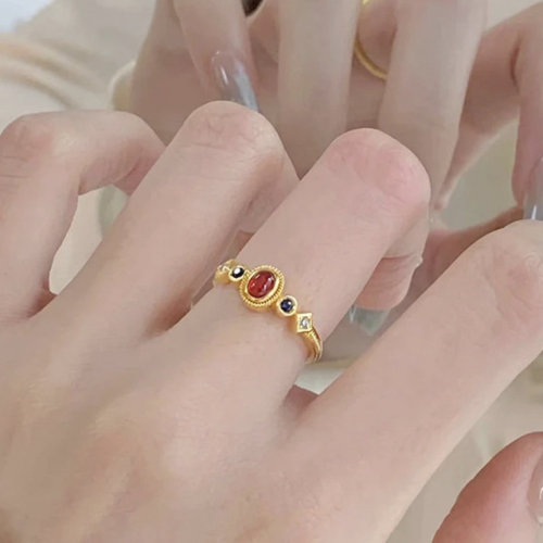 新品新款小宫雀戒指女开口精工镶