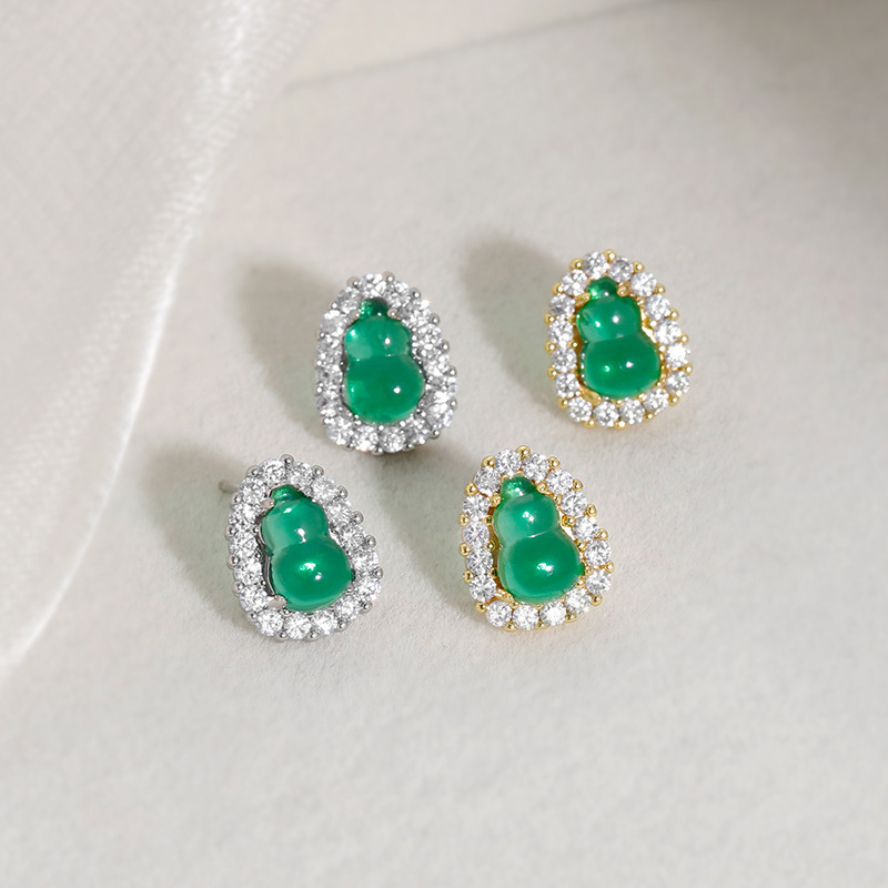 新品新中式复古葫芦耳钉女秋冬高