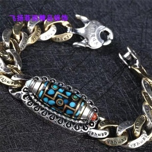 新品复古手工乌兰花旋转天珠貔貅六字真言转运坦克链手链