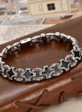 时尚925银手工雕臼齿化石镶嵌复