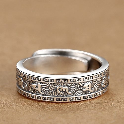 新品新款戒指复古情侣款六字真言