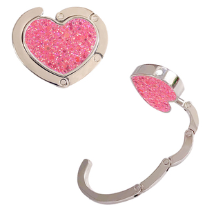 创意心形纯色亮色折叠便携挂钩承重6斤女士手提包桌边无痕挂包扣