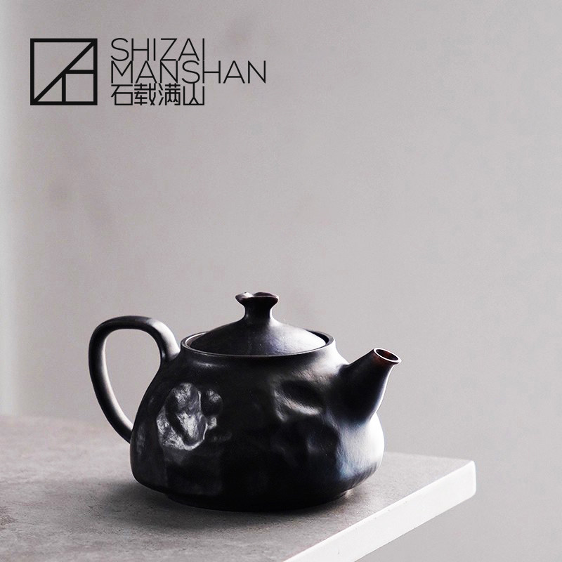 小满原创天然冰碛岩壶把茶壶新款艺术高档纯手工品茗泡茶石壶