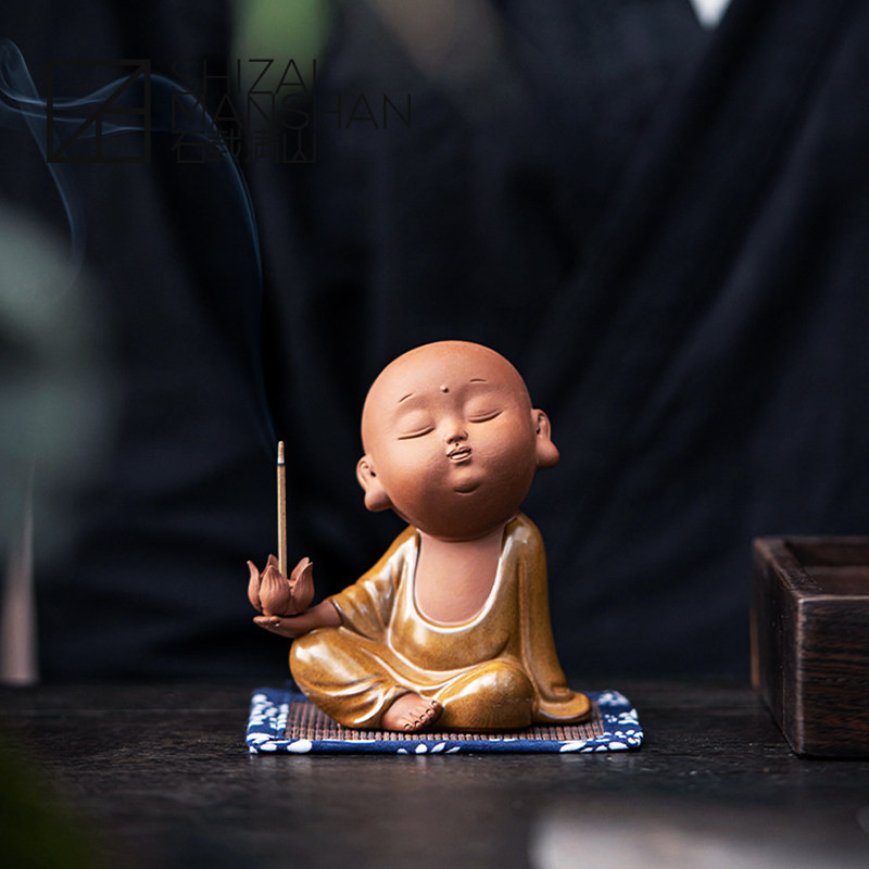 创意可爱小和尚陶瓷摆件香薰炉