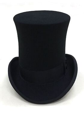 纯羊毛礼帽高头总统帽马术帽魔术帽 男士帽女士羊毛呢帽子高25cm