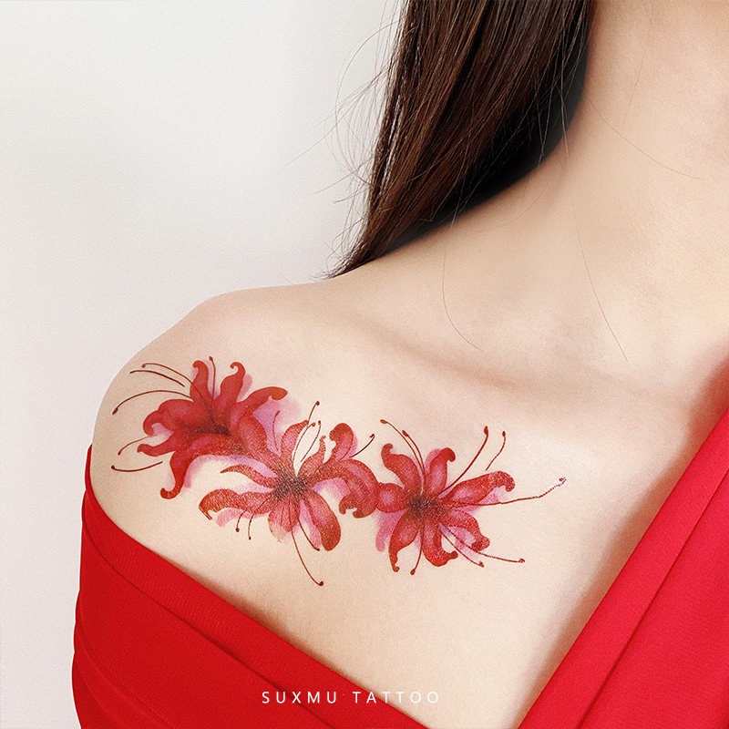 苏木星球丨彼岸花 曼莎珠华 锁骨纹身贴 防水 女持久性感贴画套装