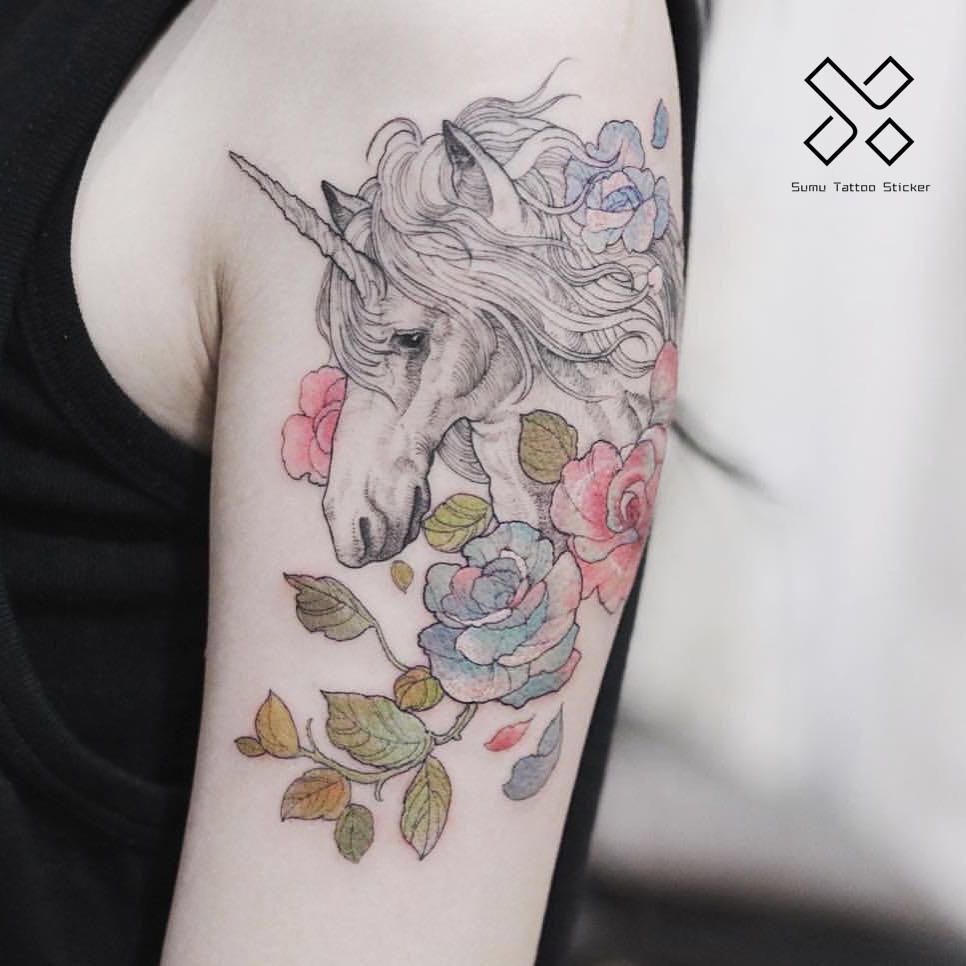 ËÕСľTattooÊÖ±Û¶À½ÇÊ޴󻨱۷ÀË®ÎÆÉíÌùÄÐÅ®ÊÖ±Û¶À½ÇÊÞĵµ¤ÌùÖ½