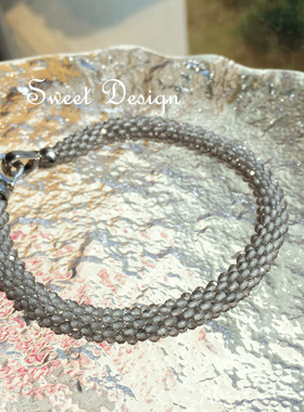 编织款软手镯闪天然茶晶轻奢风