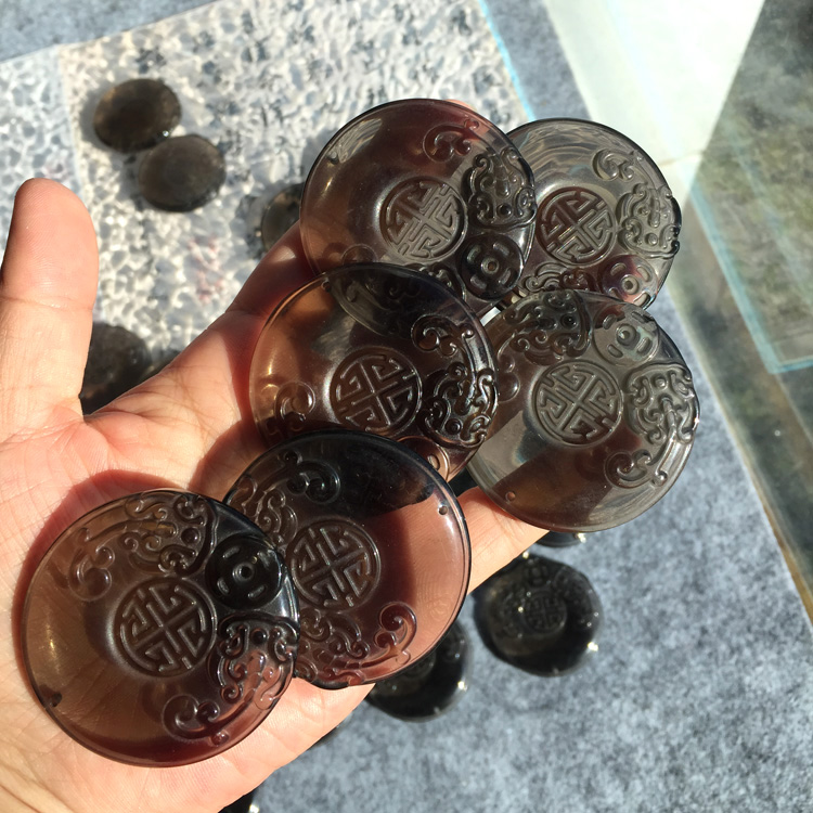 天然冰曜石大圆牌挂坠吊坠微瑕