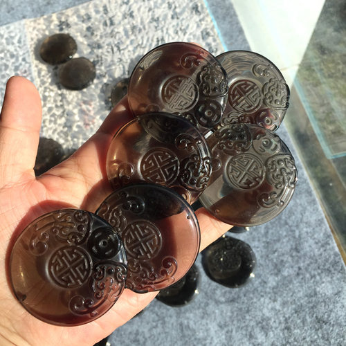 天然冰曜石大圆牌挂坠吊坠微瑕