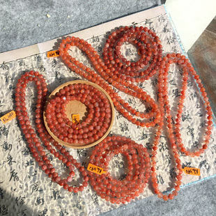 Sweet南红 川料天然无忧化南红8mm+长链佛珠108冰飘花橘红火焰红