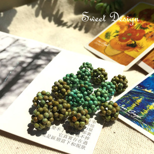 Sweet手作 天然原矿绿松石花珠花球 DIY配饰 高瓷蓝老油绿菜籽黄