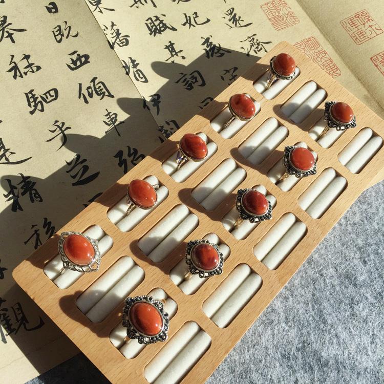 包邮川料南红大蛋面戒指S925银托
