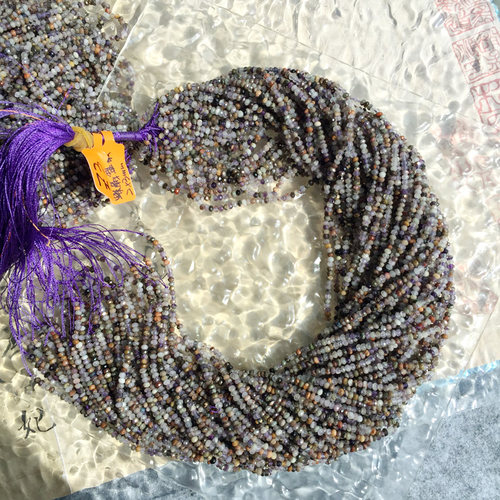 混色天然紫水晶算盘珠DIY珠链