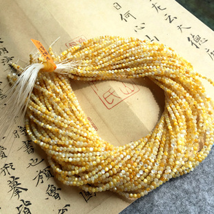 Sweet半成品 天然深海黄蝶贝3mm小米珠链 金灿灿黄猫眼老玉骨配珠