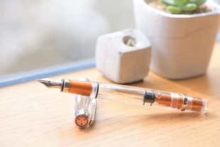 三文堂580AL钢笔铝制火山橘阳极橙2016限量色活塞彩墨书法手账礼