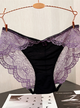 加肥大码200斤高端性感蕾丝内裤 收腹提臀抗菌纯棉裆中腰三角裤女