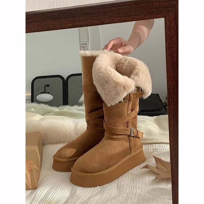 厚底雪地靴女2025新款冬季加绒