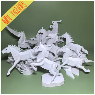 马年立体生肖手工折纸艺马模型摆件动物仿生构成作业拼装玩具材料