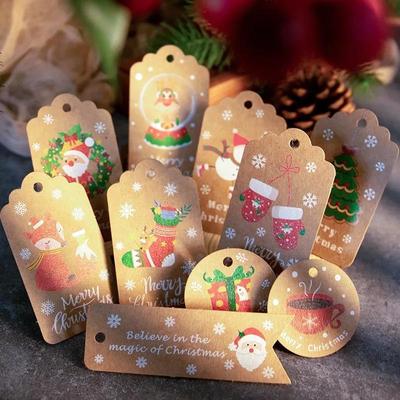 100pcs Merry Christmas Paper Tags DIY Gift Wrapping Card