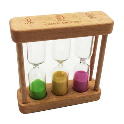 3 in 1 1+3+5 Minute Hourglass Wood Glass Sand Timer Kitchen