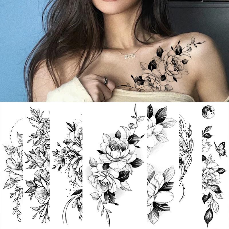 Flower Rose Temporary Tattoos Peony Tattoo Stickers纹身贴纸