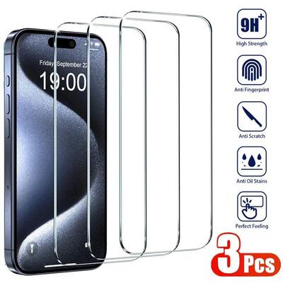 Clear Glass Film For iPhone Pro Max Screen Protector For iPhone 11 12 13 14 15 Pro Tempered Glass