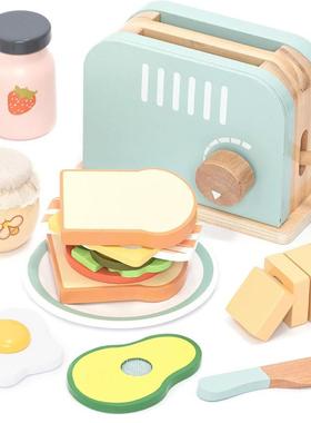 sanwich maker toy Wooden Toaster Play Set  Pretend Play Kids