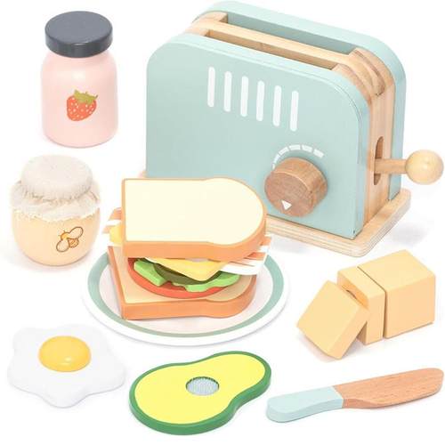 sanwich maker toy Wooden Toaster Play Set  Pretend Play Kids