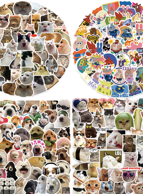 50/100pcs Cute Dog Cat MEME Funny Animals Stickers Aesthetic