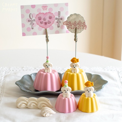 CreamyMarket一朵奶油巴巴露亚小狗便签夹包挂钥匙圈摆件手账装饰