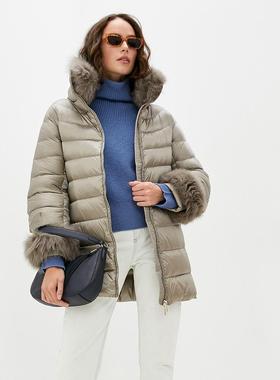 意大利Hetrego 奢华女士皮草毛领羽绒服