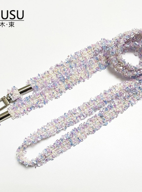巨美小香风彩色双扣头斜跨带小包包肩带替换带手机包毛线斜挎挂绳