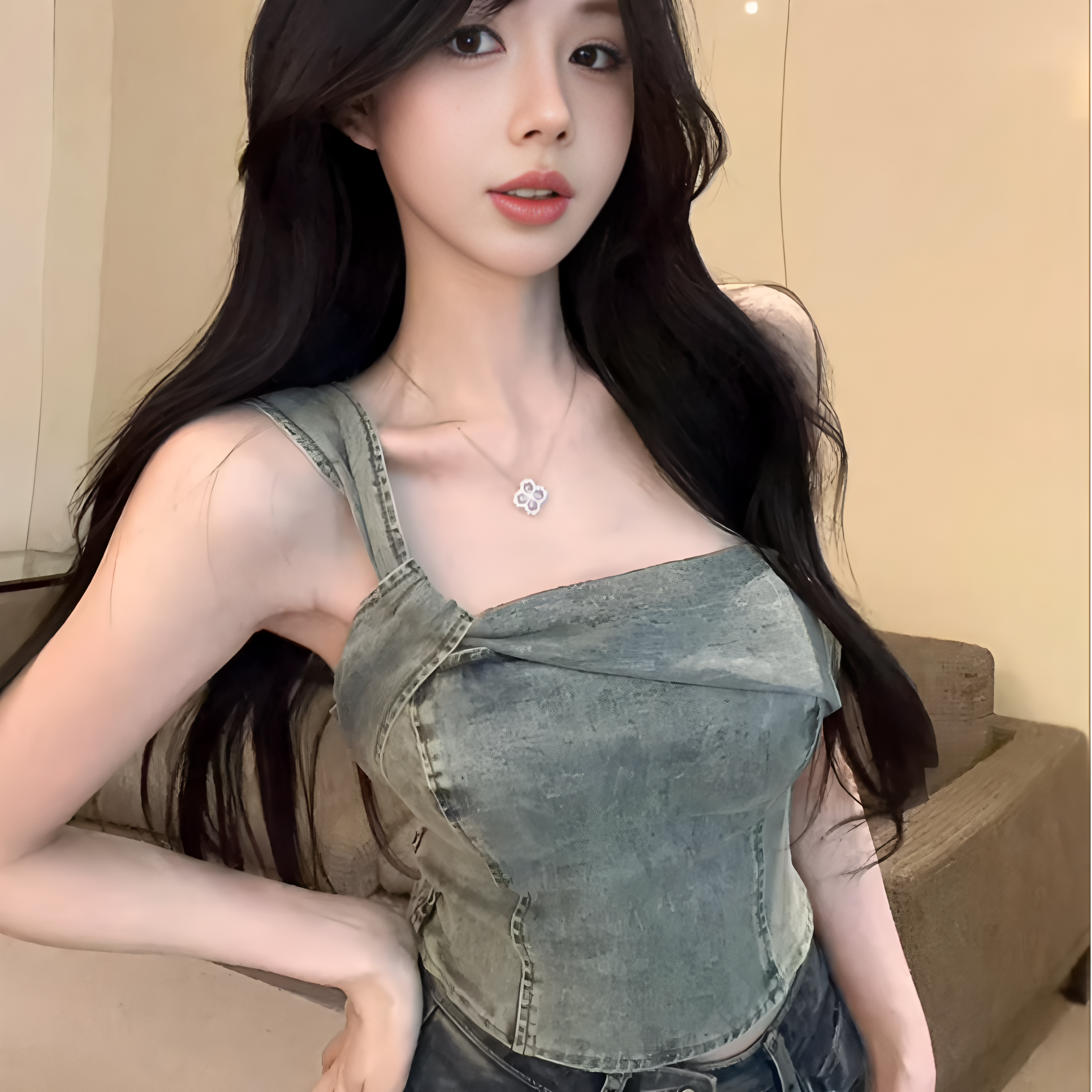 辣妹斜肩无袖抹胸上衣设计感外穿