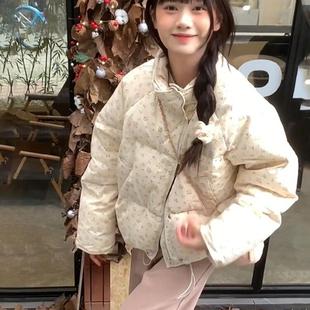 面包棉服立领加厚保暖外套棉衣女 韩系小碎花奶fu短款 2025冬季 新款