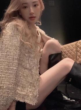 法式流苏小香风外套女小个子秋冬季2024新款高级感粗花呢名媛上衣