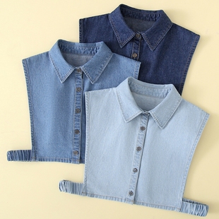 女士假领子高级感秋冬牛仔百搭衬衫内搭尖圆气质衣领毛衣装饰高端